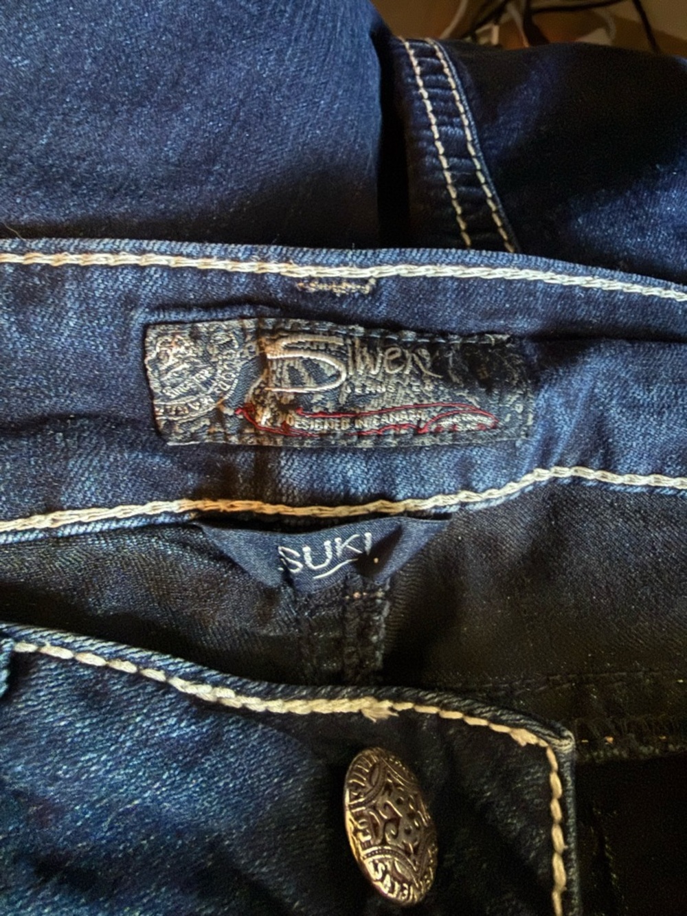 SILVER Suki Dark Wash Denim Jeans - Button Front - Picture 1 of 4